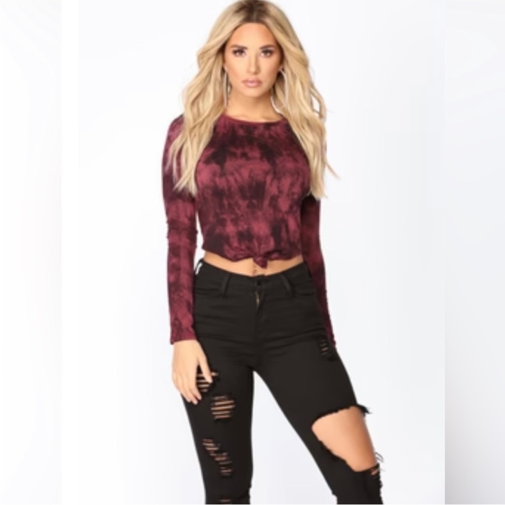 Fashion Nova Burgundy long sleeve top